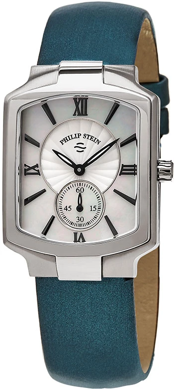 Philip Stein Classic Square Philip Stein Women's 'Classic Square' Mother Of Pearl Dial Blue Satin Strap Quartz Watch Ladies Watch Model 21-CMOP-ITL